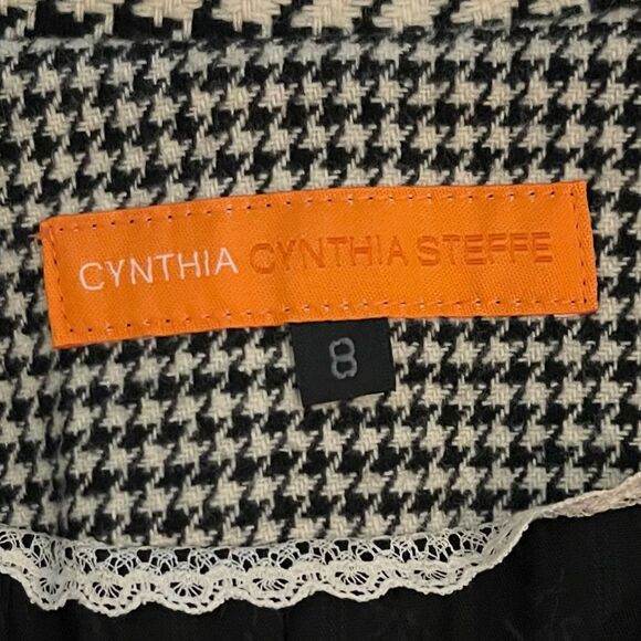 Cynthia Steffe Houndstooth Blazer 1 Button Wide Half Circle Collar Blk/Wht Y2K 8 - Picture 6 of 10